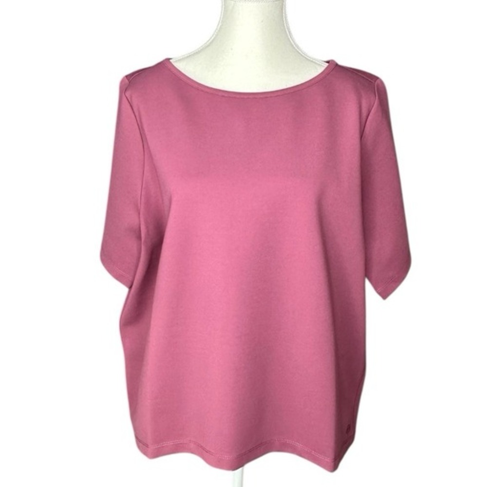 Betabrand Women's Boxy‎ Hi-Low Top Mauve Purple Short Sleeve Crew Neck XL NEW